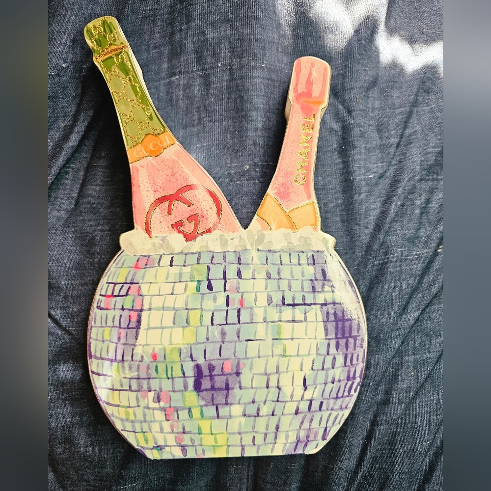 Colorful Lux Inspired Champagne Bottle Art